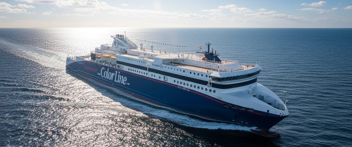 MS SuperSpeed 2 von Color Line aus der Luft auf dem offenen Skagerrak